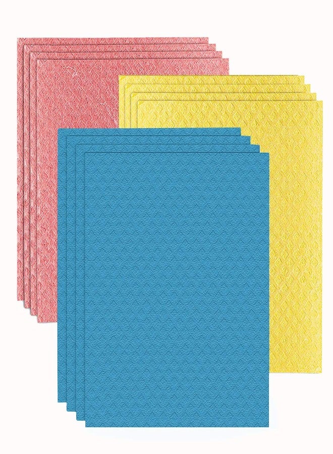 ddLUCK Dishcloth Cellulose Sponge Cloths - Bulk 12 Pack of Reusable Washable Cleaning Cloths for Kitchen - Absorbent Dish Cloth Hand Towel (12 Pack Assorted) - Image 1